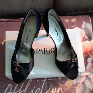 Caparros Black Classic Peep-Toe Heels